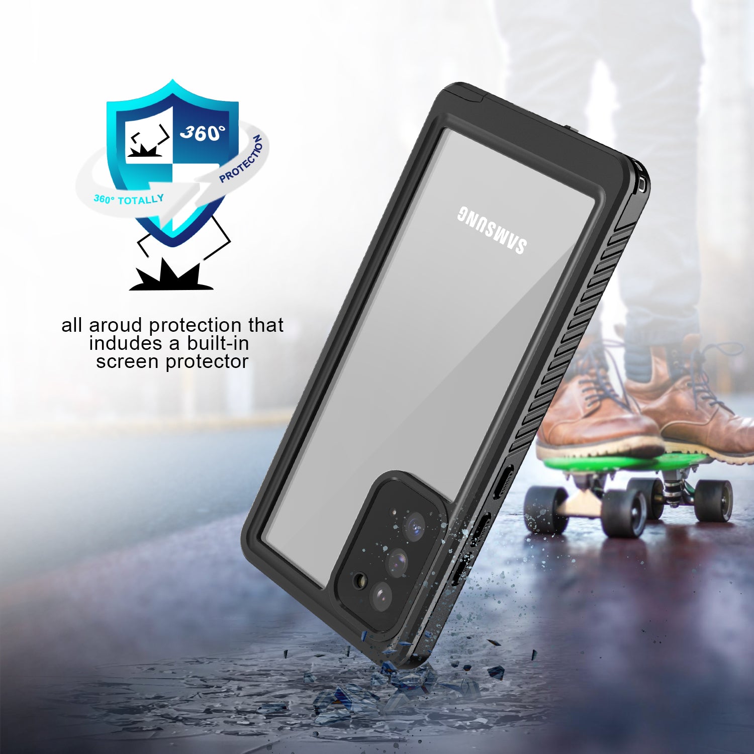For Samsung Galaxy Note20 FS Series IP68 Waterproof Case Cell Phone Diving Shockproof Clear Back Cover For Samsung Galaxy Note20 FS Series IP68 Waterproof Case Cell Phone Diving Shockproof Clear Back Cover